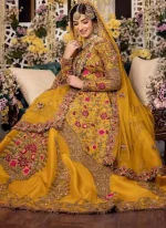 Mustard Mehndi Lehenga Choli with Floral Tree Motifs Video